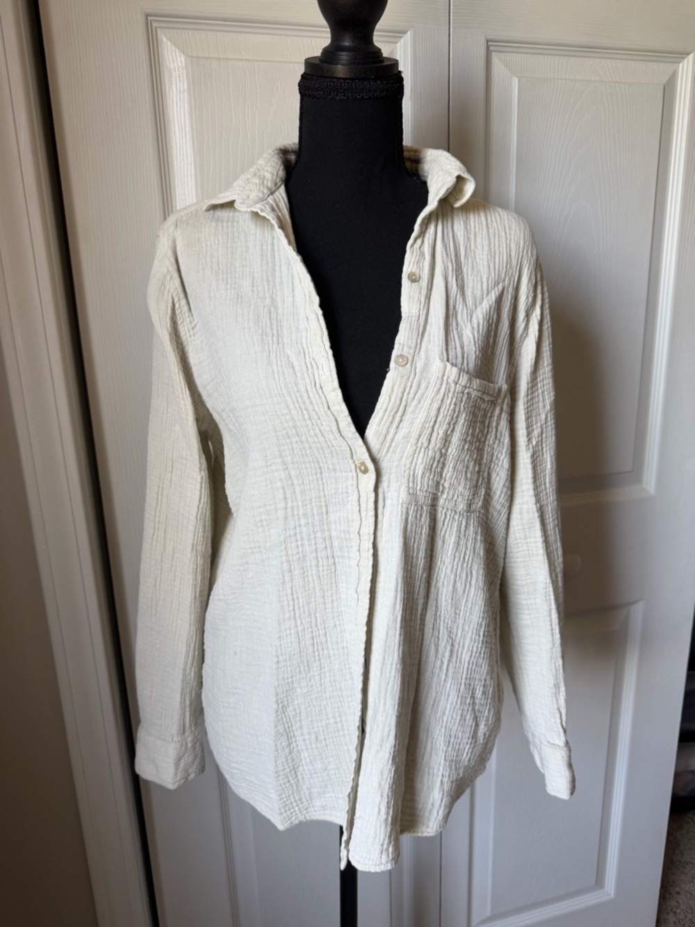 Lola River Cream Gauze Button-Up Shirt